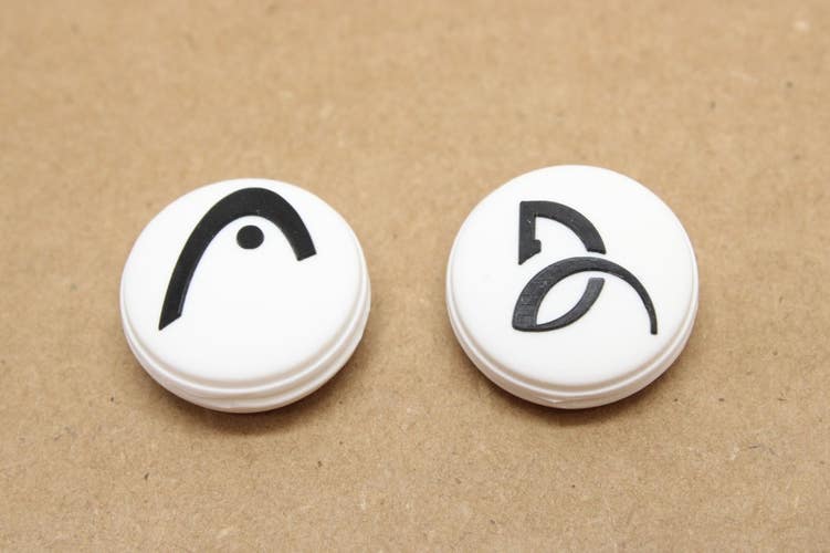 2X (WHITE/BLACK) HEAD "DJOKOVIC" TENNIS RACQUET VIBRATION DAMPENERS