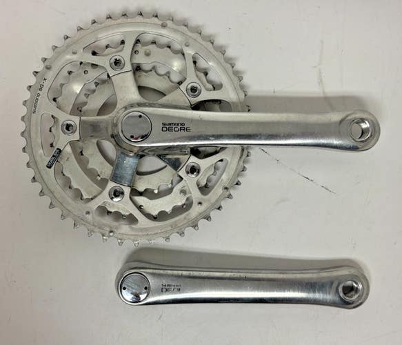 Vintage Shimano Deore FC-MT60 170mm 48/38/26 Aluminum Triple Crankset +Dust Caps