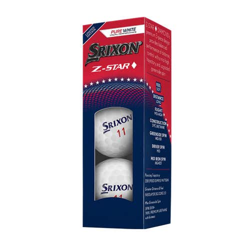 Srixon Z-Star Diamond Limited USA Golf Balls (White, 3pk) 1 Sleeve 2025 NEW