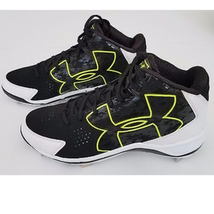 Under Armour UA Ignite Mid ST Baseball Cleats Size 13 Black High-Vis Yellow New