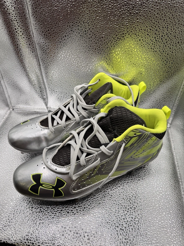 Silver Men's Size M 8.5 (W 9.5) Adult Under Armour Mid Top Molded Cleats (New)