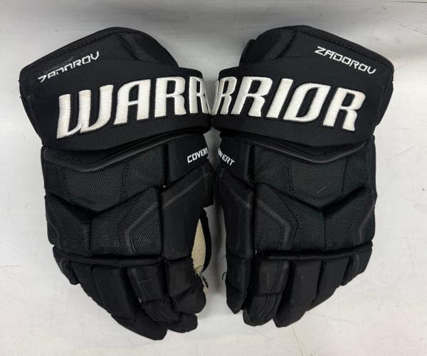 Warrior Covert QR5 Pro Stock Hockey gloves 14" Black Used NHL Bruins (15) (14881)