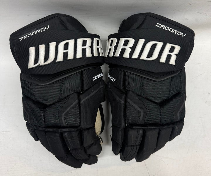 Warrior Covert QR5 Pro Stock Hockey gloves 14" Black Used NHL Bruins (15) (14881)