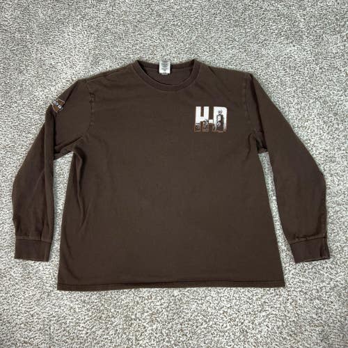 Harley Davidson Shirt Mens XL Brown Long Sleeve Tee T Biker Graphic Manitowoc