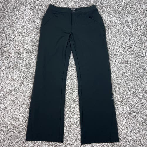 LL Bean Pants Womens 10 Black Straight Leg Stretch Ankle Zip Casual Hiking Thick