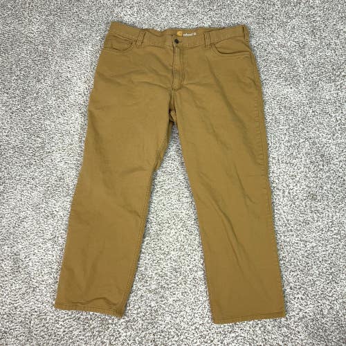 Carhartt Pants Mens 40x30 Brown Relaxed Fit Carpenter Work Utility Stretch