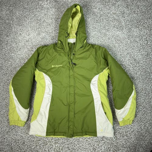 Columbia Jacket Womens Large Green Hooded Fleece Lined Ski Winter Puffer Coat