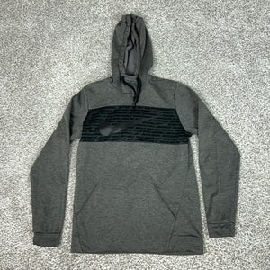 Nike Hoodie Mens Small Gray Pullover Sweatshirt Dri-FIT Swoosh Logo Fleece Sport
