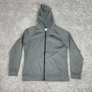 Nike Hoodie Mens Large Gray Dri-FIT Full Zip Fleece Sweatshirt Training Jacket