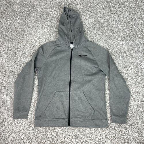 Nike Hoodie Mens Large Gray Dri-FIT Full Zip Fleece Sweatshirt Training Jacket