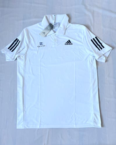 Adidas Club 3 Stripe Polo Shirt Mercedes Benz Lei Shing Hong white black Men XL