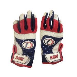 Used D BAT GLOVES BB/SB Batting Gloves White/Red/Navy MD 11760-S000085864