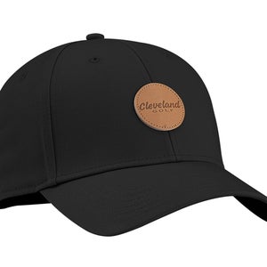 NEW Cleveland Golf Black Leather Patch Adjustable Golf Hat/Cap
