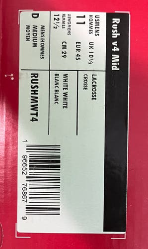 White Men's Size M 11.0 (W 12.0) Adult New Balance Rush Mid Top (New)