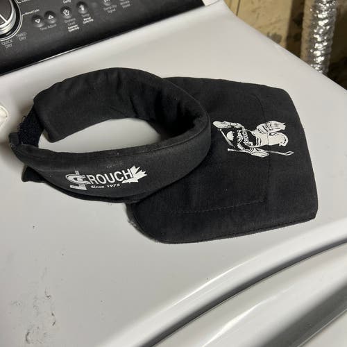 Used Good Condition Kim Crouch bib style goalie neck guard black large