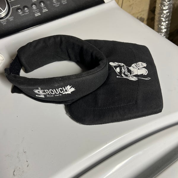 Used Good Condition Kim Crouch bib style goalie neck guard black large