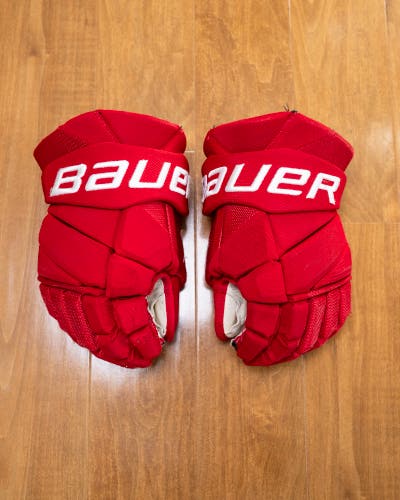 Pro Stock 14” Bauer Vapor Hyperlite Hockey Gloves - Miami or Ohio NCAA