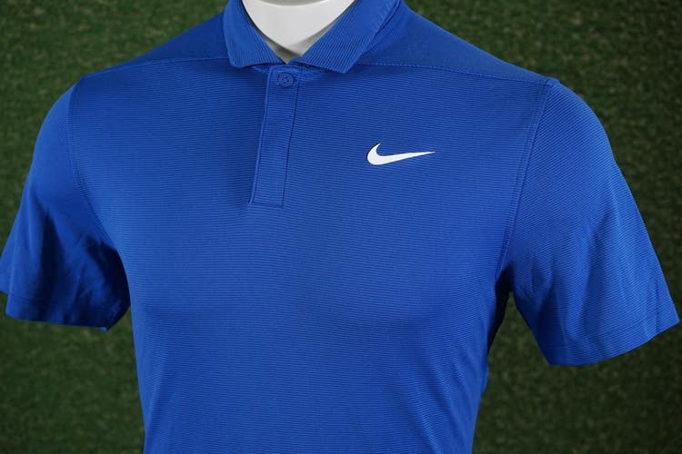 MENS MEDIUM NIKE AEROREACT GOLF POLO STRIPED BLUE, VGC ~ L@@K!!
