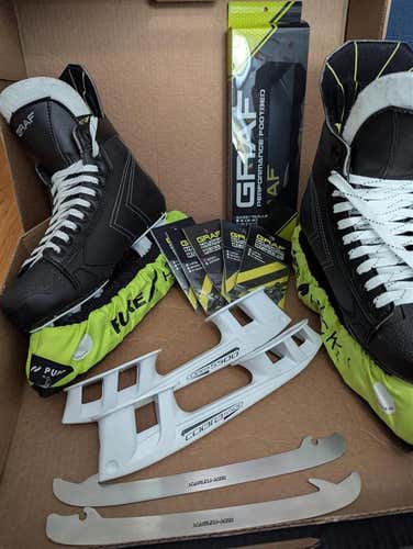Used Graf G755 Pro Hockey Skates - Size 7.5, Regular Width + Extras!