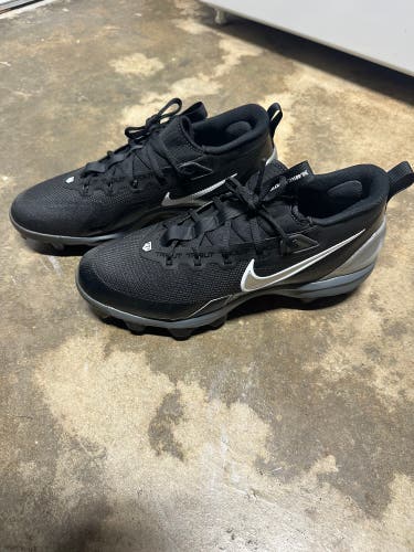 Black/Silver/White Size M 11.0 (W 12.0) Nike Men's Force Zoom Trout 9 Elite MCS Baseball Cleats
