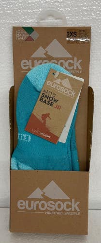 TODDLER KIDS EUROSOCK SNOW BASE OTC SKI SOCKS (TURQUOISE) 4XS SIZES 6.5-8.5