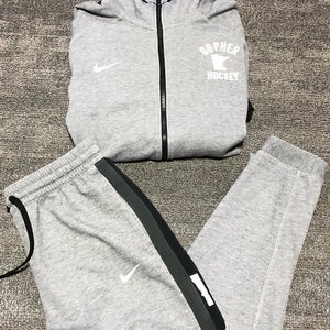 Team Issued Minnesota Gophers NCAA Hockey Nike Warmup Hoodie Pants Rink Bus Tracksuit