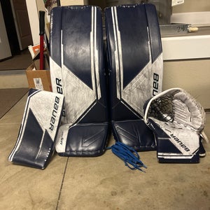 Medium 2023 Bauer Supreme M5 Pro Goalie Leg Pads, glove, and blocker full set (used)