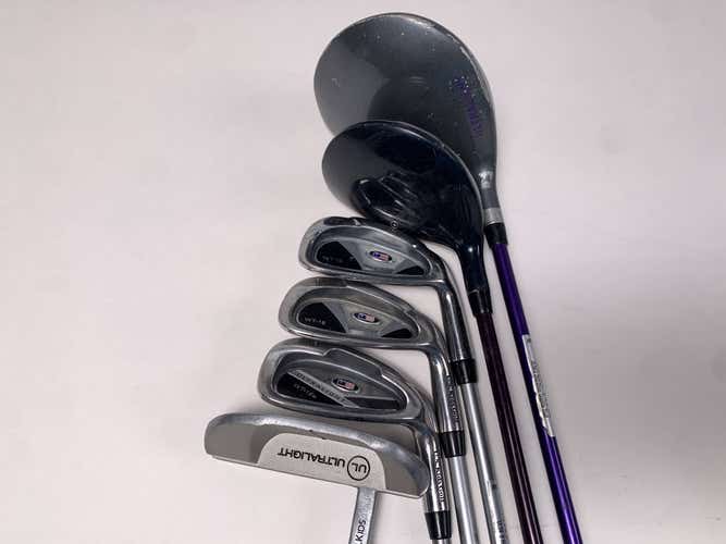 US Kids WT-15U Club Set Driver 3W 6 8 PW Putter Ultralight 54" Purple Youth RH