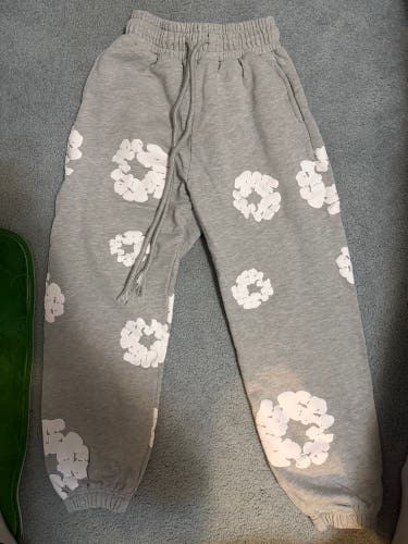 White on gray denim tears pats