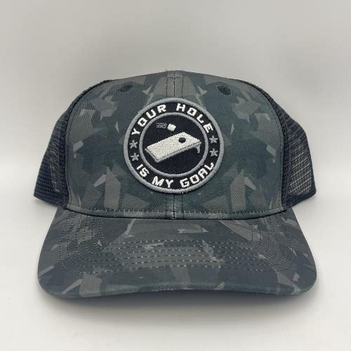 Your Hole Is My Goal Cornhole Bean Bag Toss Snapback Mesh Trucker Hat Cap - NWT