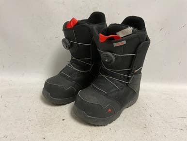 Used Burton ZIPLINE BOA Boys Snowboard Boots Black And Orange Junior 04 11855-S000197105