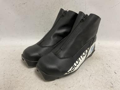 Used Salomon RC JR PROLINK Boys NNN XC Ski Boots Black JR-03 11855-S000197033