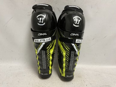 Used Warrior ALPHA DX4 Senior Shin Guards Black And Neon Green 14" 11855-S000197014