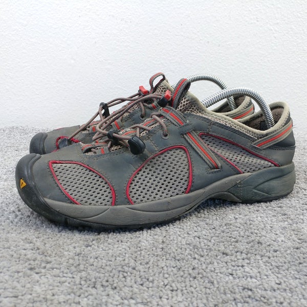 KEEN Mens Size 9.5 Hiking Shoes Gray Leather Mesh Lace Up Sneakers