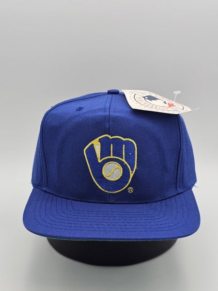 NEW Vintage Milwaukee Brewers MLB Sports Twill Plain Logo Hat Cap Vtg Snapback