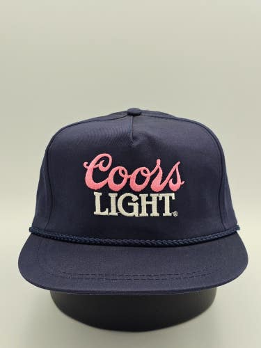 NEW Vintage Coors Light Beer Promo 1990s Rope Hat Cap Vtg Navy Blue Snapback