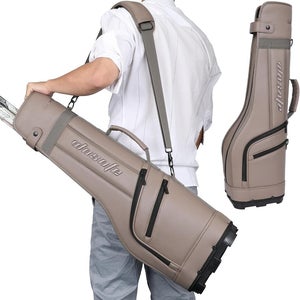 Wosofe Small Park Golf Carry Bag, PU Women Men Lightweight Par3 Golf Bag Brown