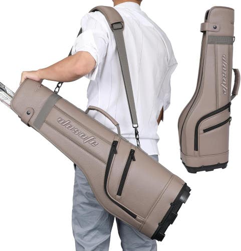 Wosofe Small Park Golf Carry Bag, PU Women Men Lightweight Par3 Golf Bag Brown