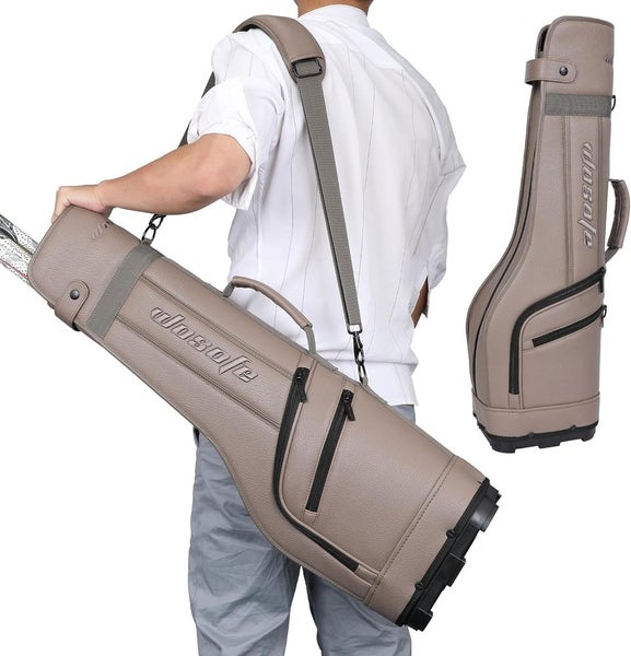 Wosofe Small Park Golf Carry Bag, PU Women Men Lightweight Par3 Golf Bag Brown
