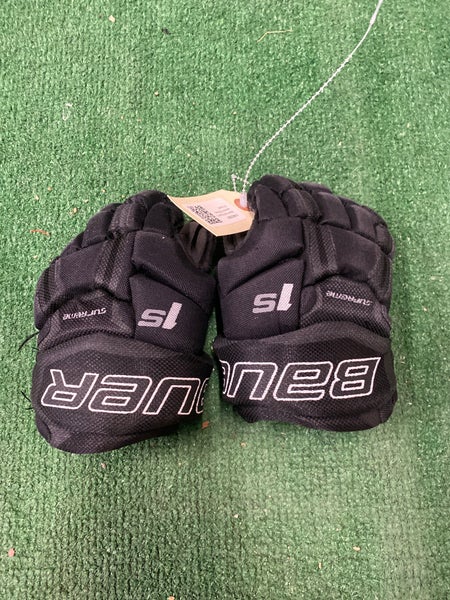 Black Youth Bauer Supreme 1S Gloves 8" (Used)