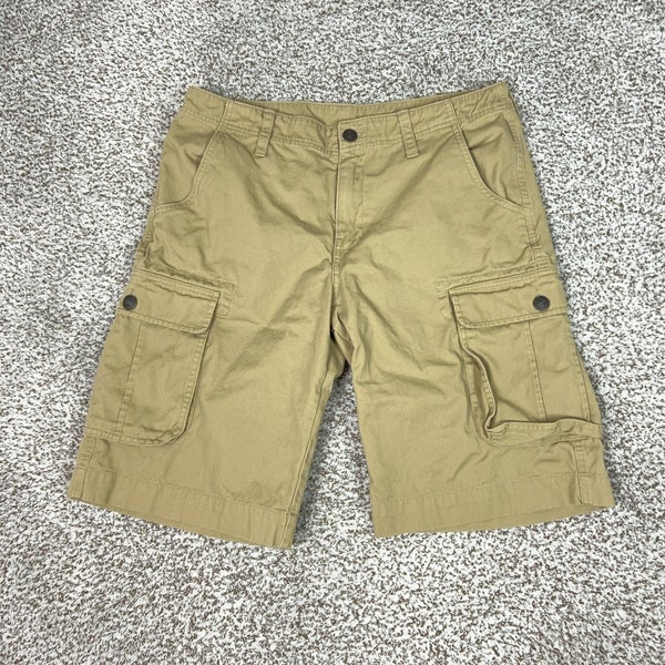 True Religion Shorts Mens 32 Beige Cargo 100% Cotton World Tour Logo Casual