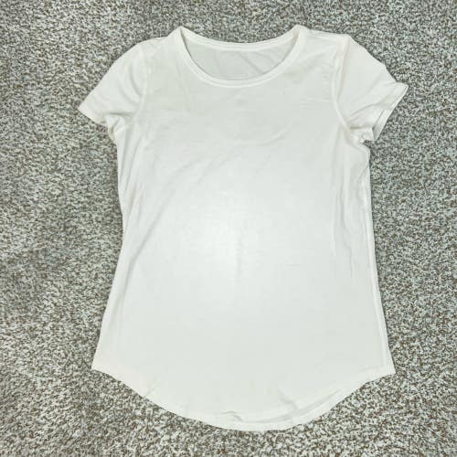 Lululemon Shirt Womens Small White Short Sleeve Lightweight Yoga Gym Logo Top
