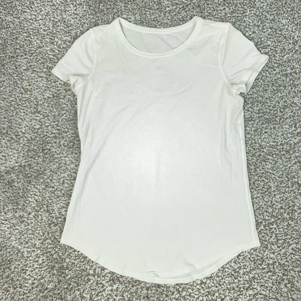 Lululemon Shirt Womens Small White Short Sleeve Lightweight Yoga Gym Logo Top