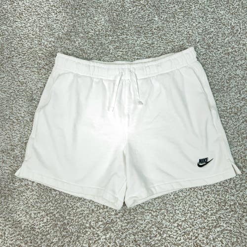 Nike Sweat Shorts Mens XL White French Terry Drawstring Running Club Athletic