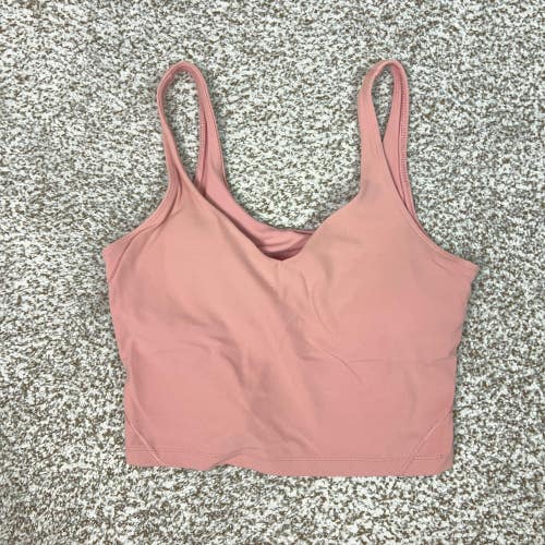 Lululemon Tank Top Women 8 Pink Align Cropped Yoga Workout Athletic Built In Bra