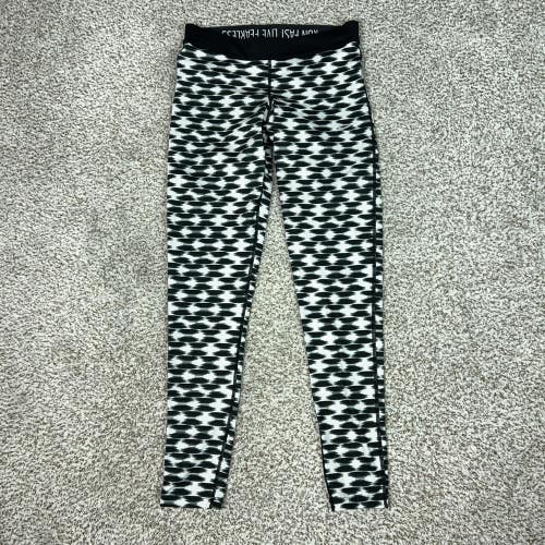 Nike Pants Womens Medium Black White Dri-FIT Running Leggings Athletic Print