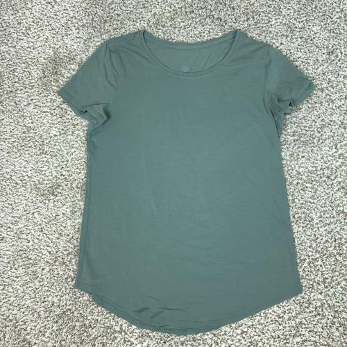 Lululemon Shirt Womens Small Green Short Sleeve Scoop Neck Curved Hem Soft Tee