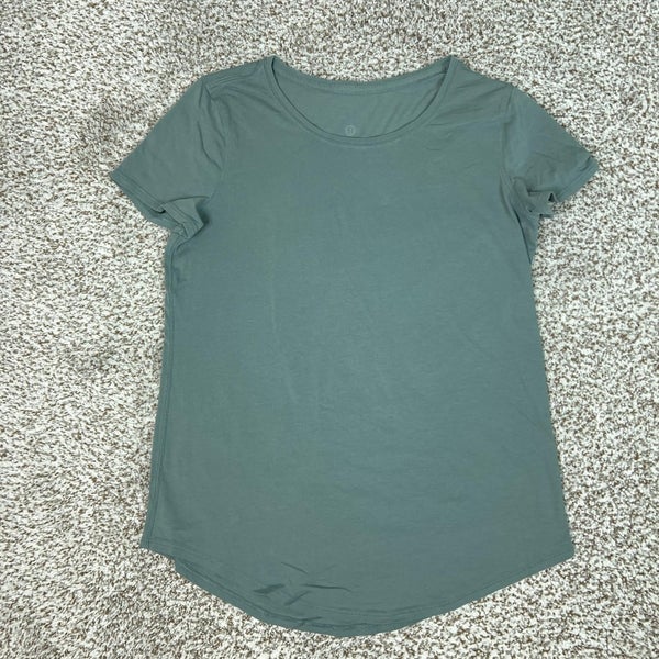 Lululemon Shirt Womens Small Green Short Sleeve Scoop Neck Curved Hem Soft Tee
