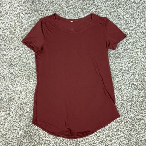 Lululemon Shirt Womens Small Red Crew Neck Short Sleeve Basic Tee Casual Top
