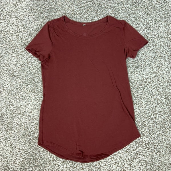 Lululemon Shirt Womens Small Red Crew Neck Short Sleeve Basic Tee Casual Top